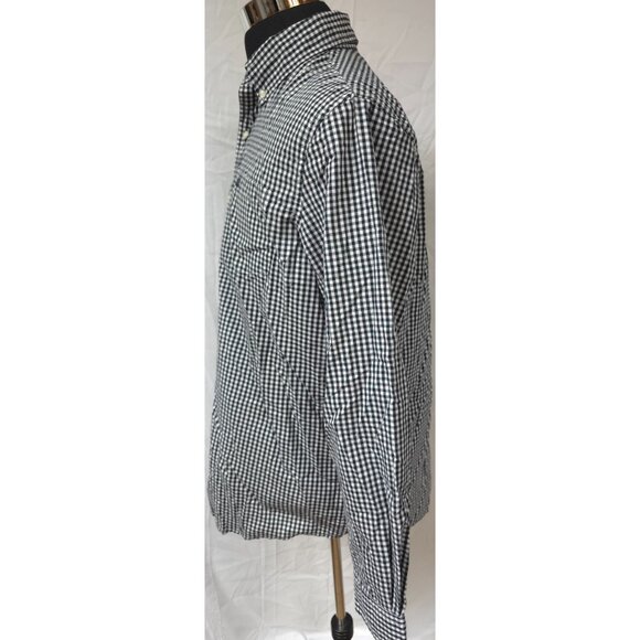 CHAPS Easy Care Mens Large Black White Check Plaid Button Down Logo Shirt - Picture 6 of 13